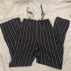 high roller striped overalls